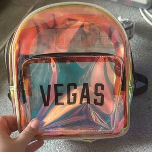 PINK Victoria's Secret Holographic Backpack with Black Straps